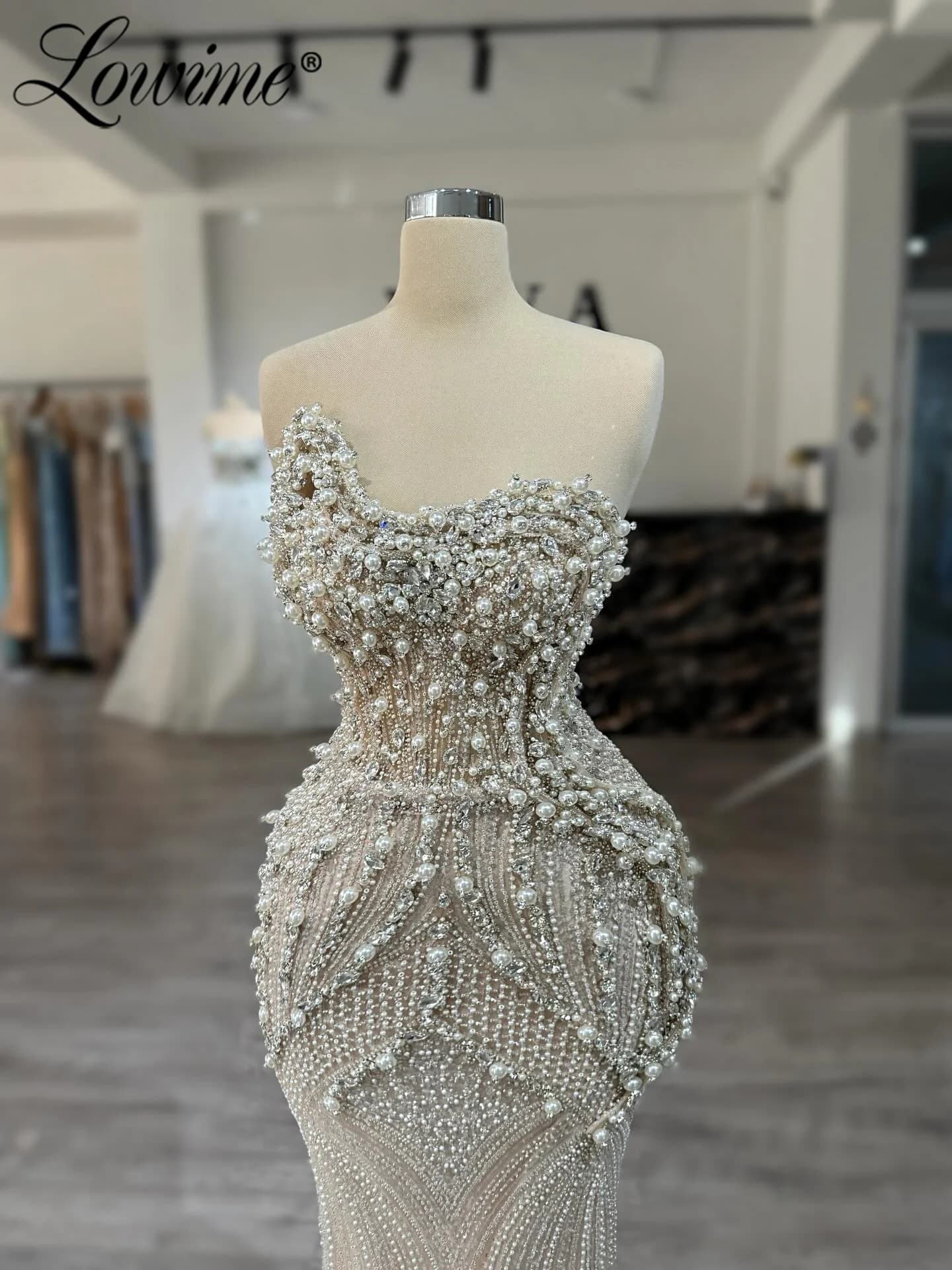 Robe de soirée élégante perlée bustier, robe de mariage et fiançailles arabe, robe de bal femme
