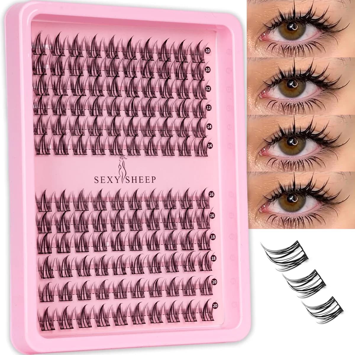Natural Manga Wispy Individual Eyelash Clusters, Soft Comfortable Eye-Enlarging Fake Lashes