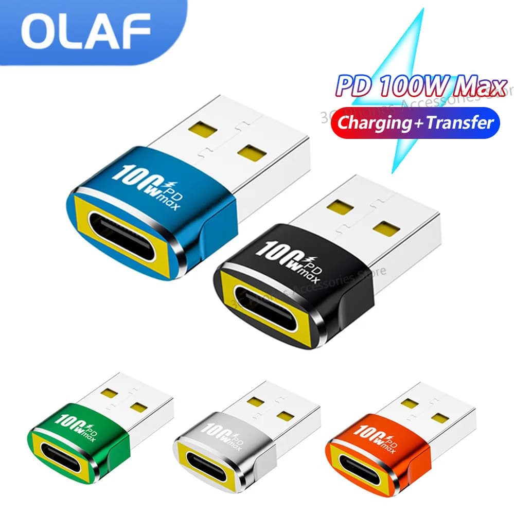 OLAF PD 100W OTG Adapter USB to Type-C Converter USB-A Male To USB C Female Connector For Charging Data Transfer Wired Headset