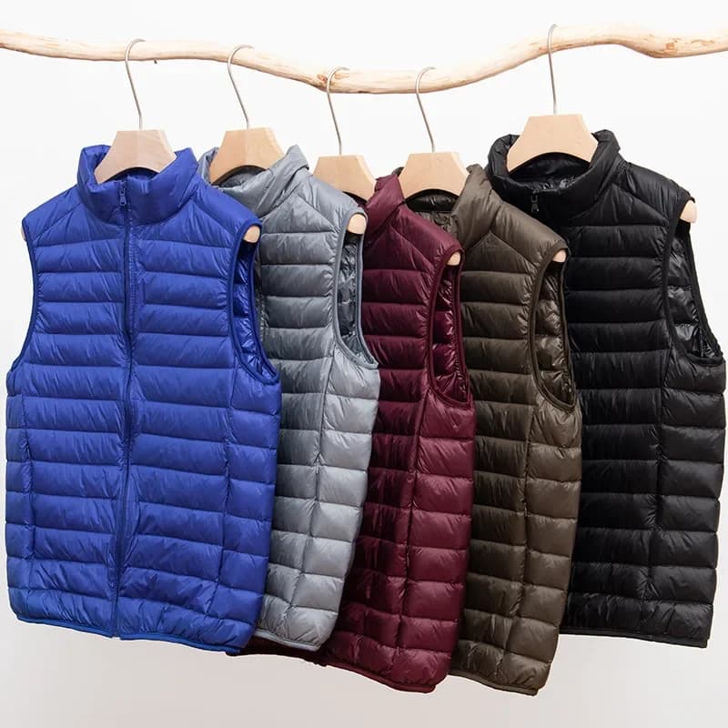 Gilet piumino da uomo 2025 senza maniche, ultraleggero e ripiegabile, capospalla casual invernale