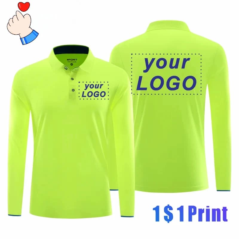 Polo sport manches longues séchage rapide running fitness logo personnalisé respirant S-6XL