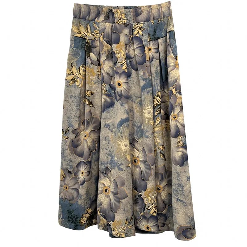 Pantalones Capri Talla Grande Mujer Cintura Alta Estampado Floral Pierna Ancha