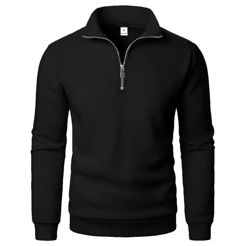 Sudadera para hombre con media cremallera y cuello alto, corte slim, manga larga, primavera-otoño
