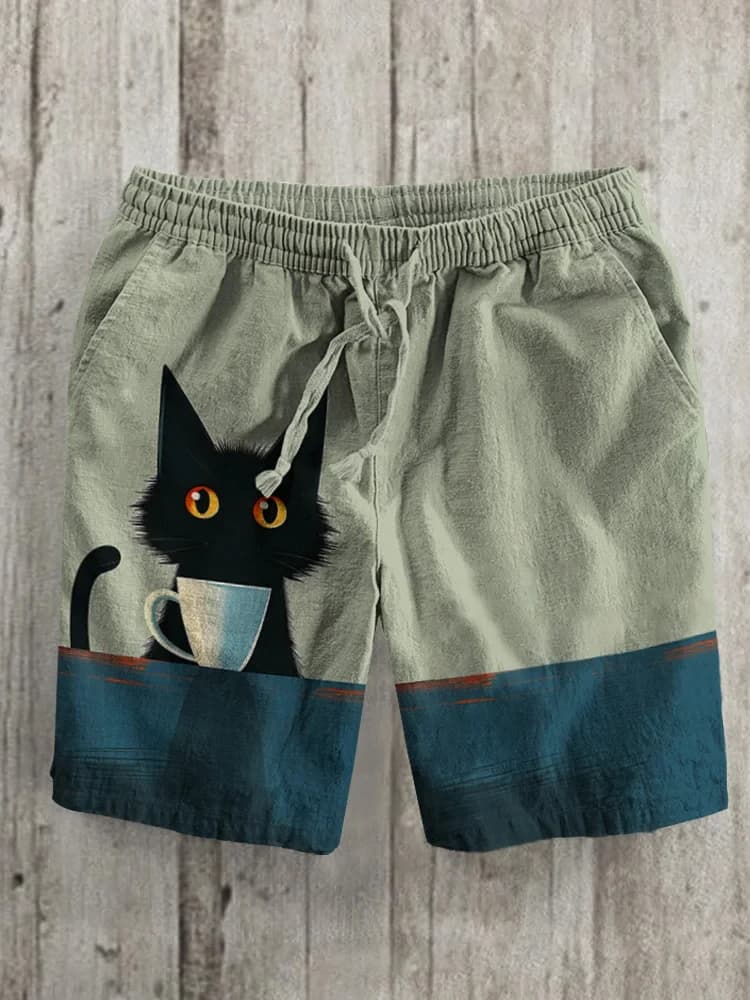 Japanese Style Vintage Shorts Men Women Manga Cartoon Sports Shorts Fitness Anime Cat 3D Print Quick Dry Board Shorts Summer Man