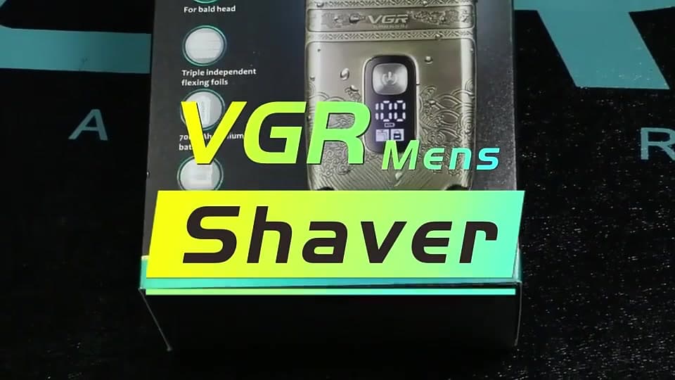 VGR Electric Shaver Professional Shaver Metal Beard Trimmer Titanium Blade Triple Foil Shaver for Bald Head LED Display V-335