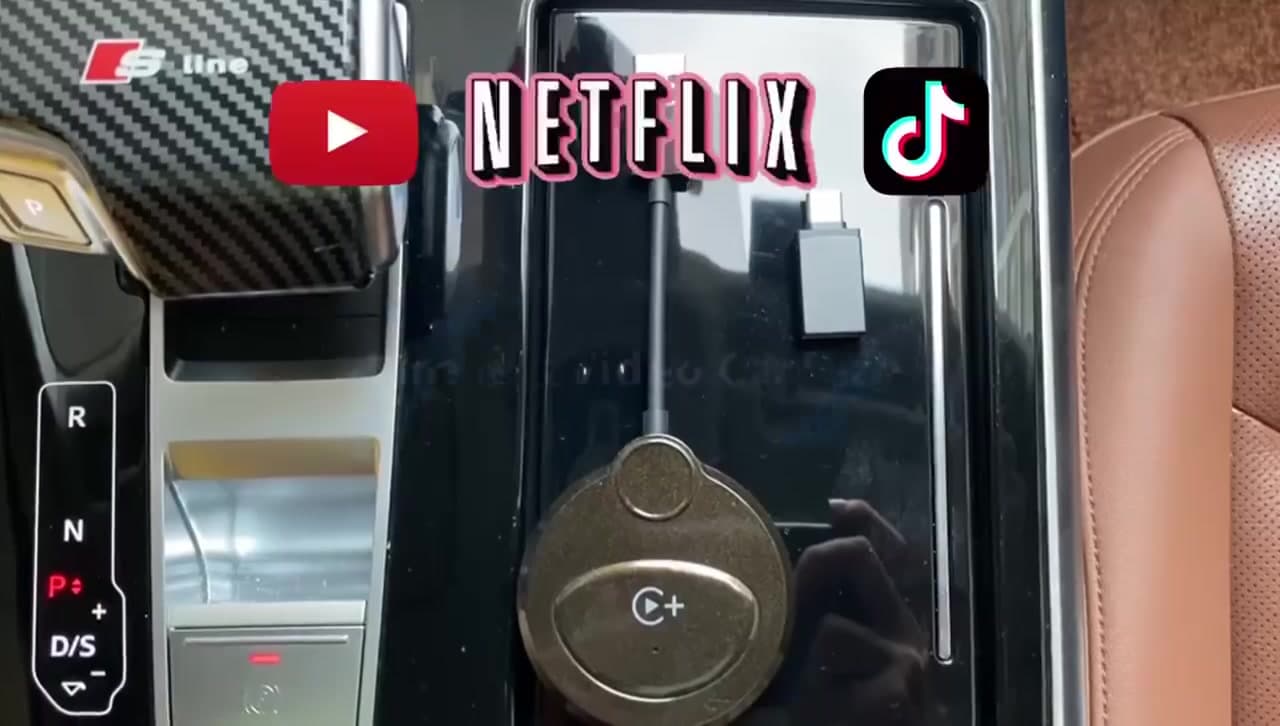 Wireless Video Carplay Adapter with Netflix/YouTube/TikTok/Google Play, for OEM Wired CarPlay Cars
